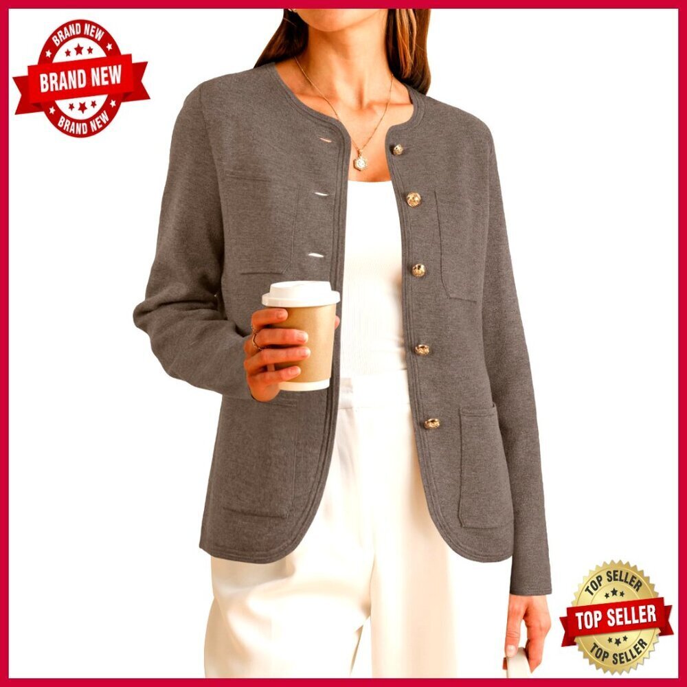 Wool Blend Blazer with Pockets Business Casual Jacket Regular Fit